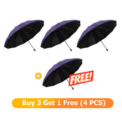 12-Rib Large Foldable Windproof Umbrella