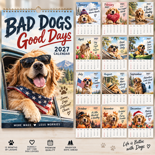 ✨🐾2027 Bad Dogs Good Days Wall Calendar🐶