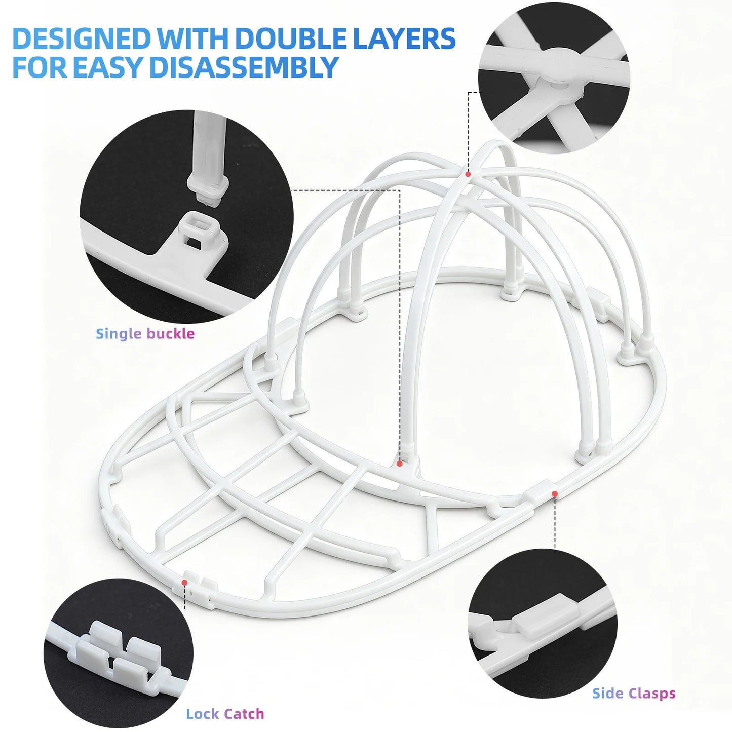 PP Hat Washer Cage with Adjustable Shaper(Free Gift-White Zipper Mesh Bag)