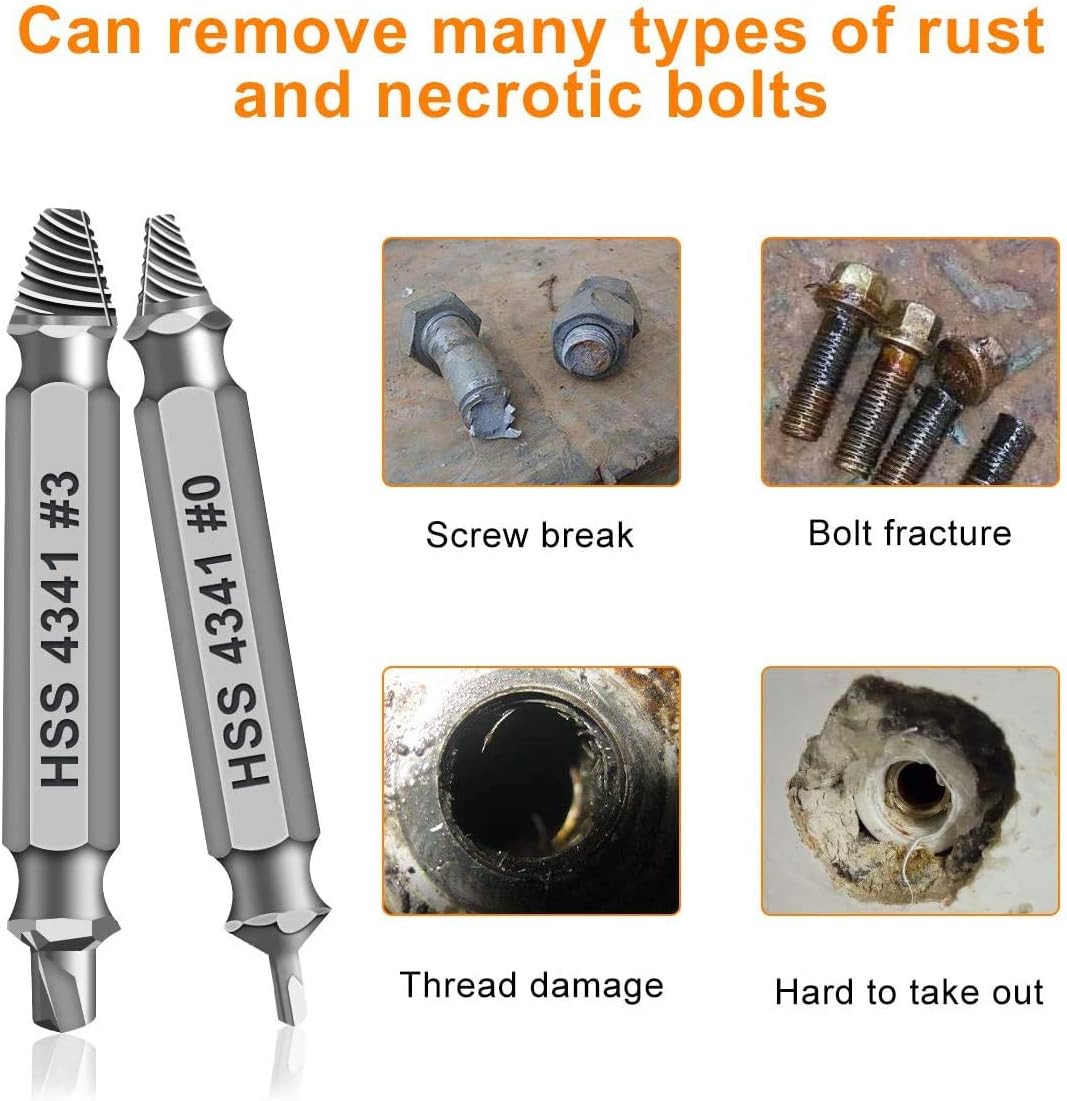 🔥🛠️ Stripped Broken Screw Remover, 🔩6 Counts Set Easy Out Bolt Extractor