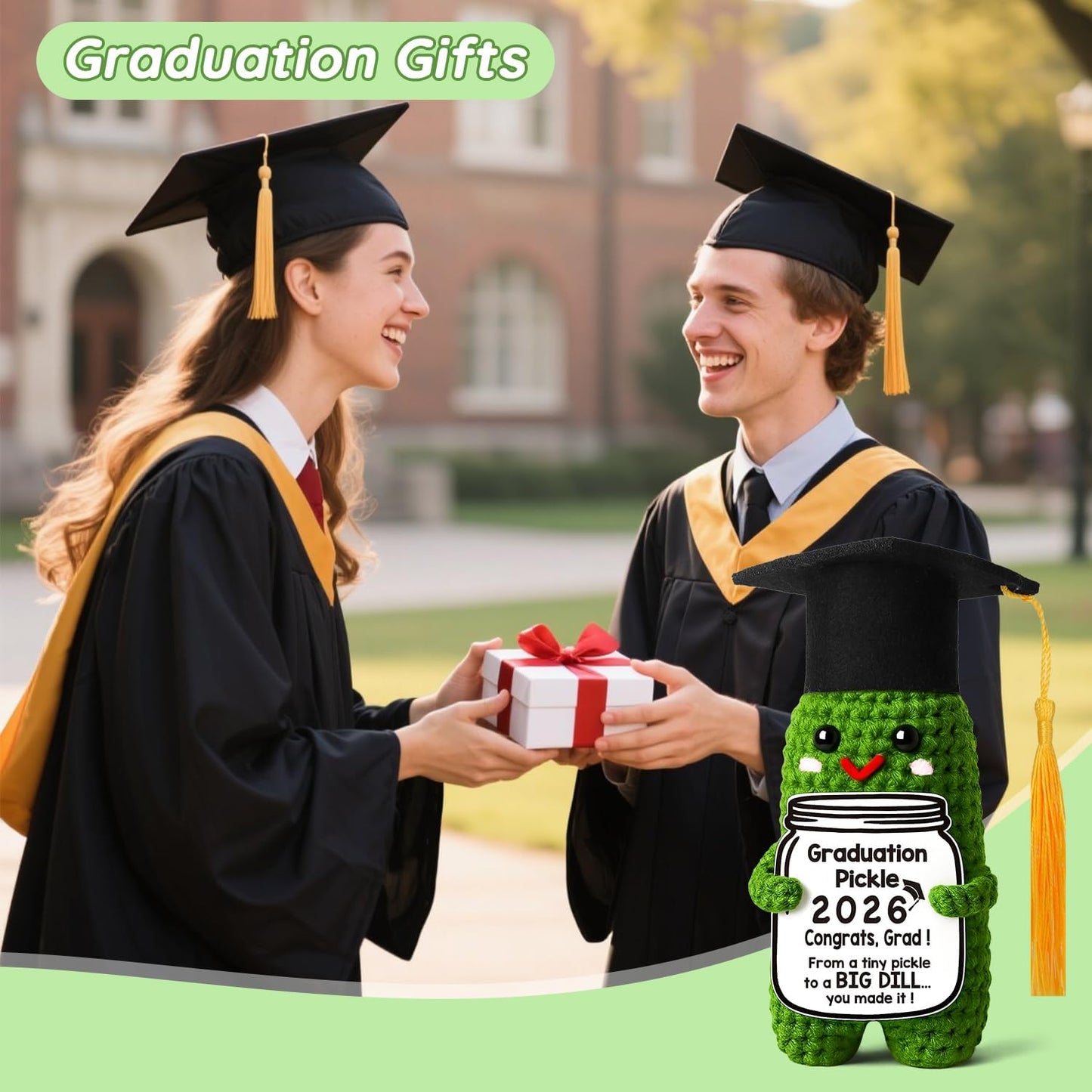 🎓Graduation Pickle Funny Handmade Crochet Grad Gifts for Him Her