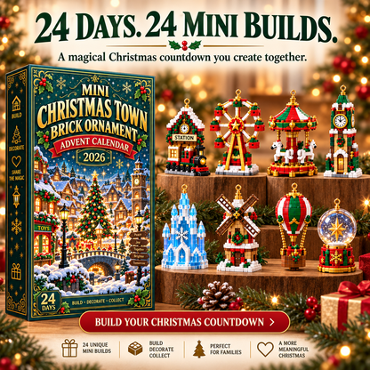 ⏳ Last day to save 49% – 🎄 Mini Christmas Town Brick Ornament Advent Calendar | 24 unique festive buildable town‑themed designs with hanging loops—perfect for decorating Christmas trees, wreaths, and holiday displays 🧱