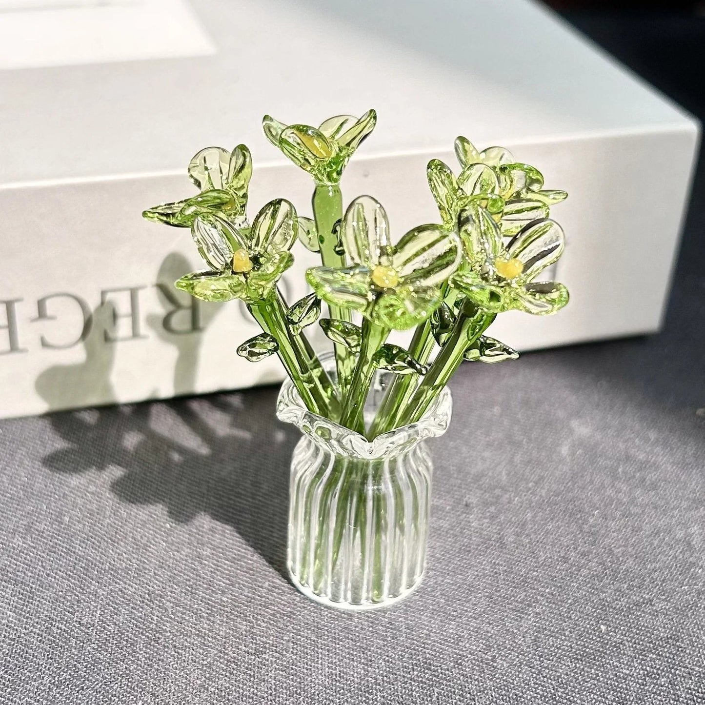 Mini Glass Flower Ornament Crafts Artificial Flower Floral Figurine