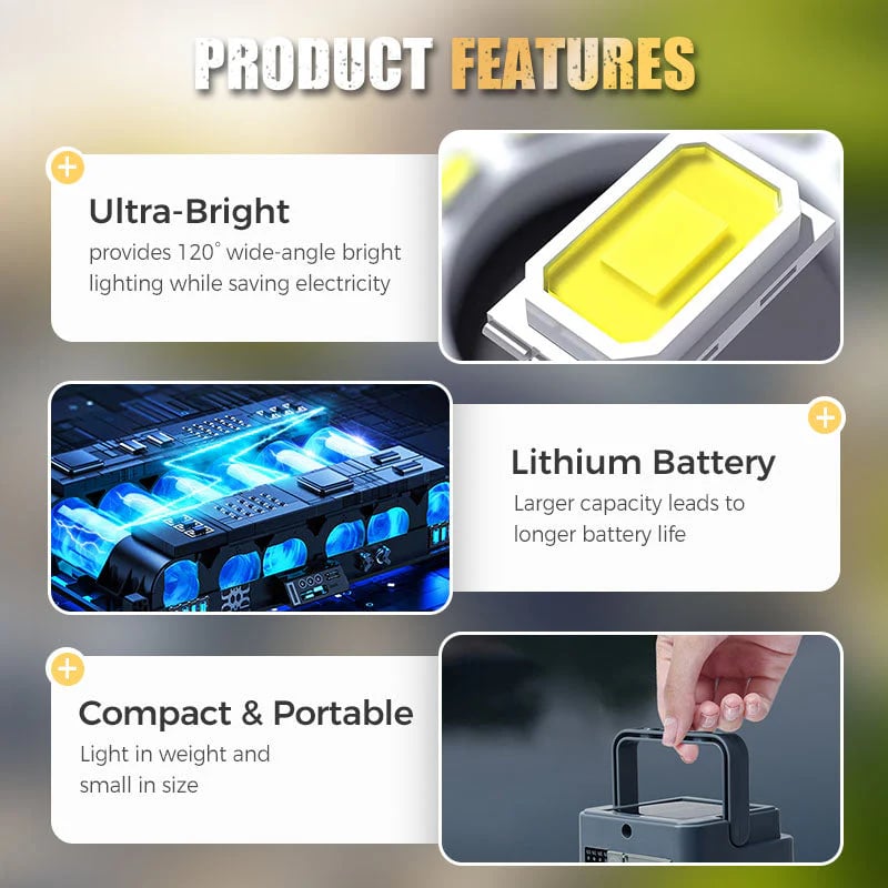 ⏰Solar Camping Light – Waterproof, Portable, 3 Modes & Power Bank 🔋