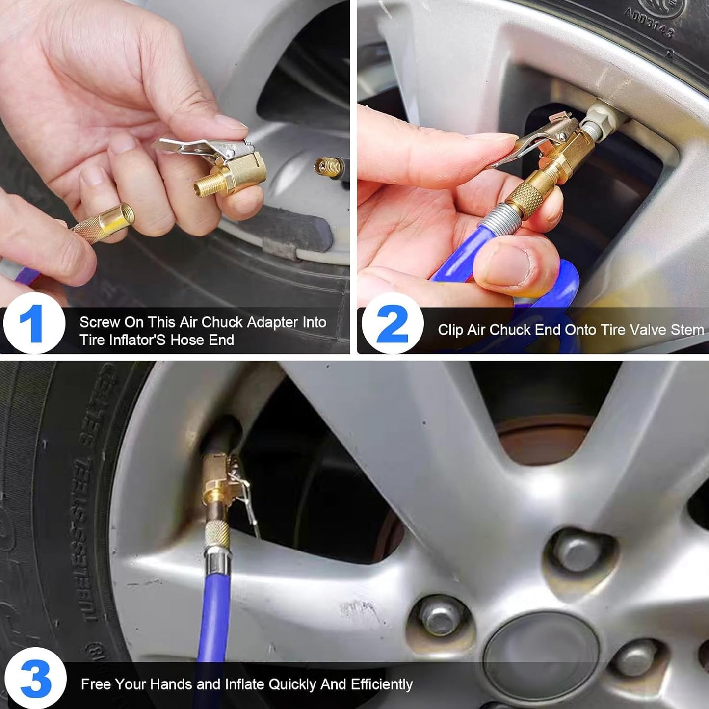 🛠️8mm Tire Air Chuck with Clip Adapter, No Leakage Tire Chucks for Vehicle Inflator Compressor Pump Connect Accessories Tool