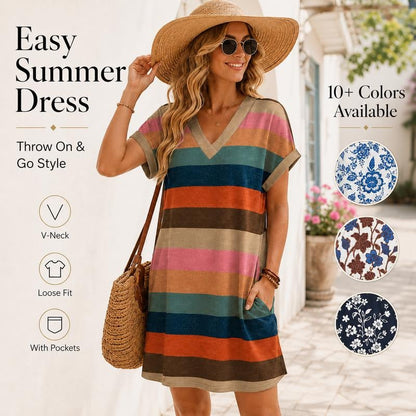 🎁48% OFF💥Women's Summer Casual V-Neck T-Shirt Dress