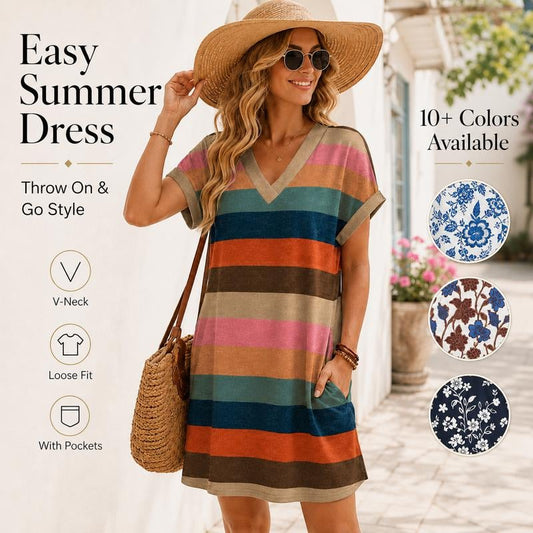 🎁48% OFF💥Women's Summer Casual V-Neck T-Shirt Dress