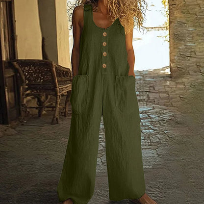 💥New Arrivals & Special Offers-Women's Sleeveless Wide-Leg Jumpsuit with Pockets