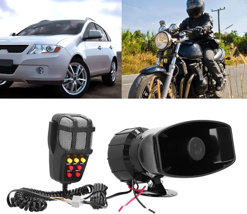 12V Power Car Exterior Sound Speaker Kit with Mic, 7-Tone Horn, Car Alarm, Loud Sound, ABS Plastic Universal Vehicle Horn Accessory, Accessories For Car, Auto Accessories