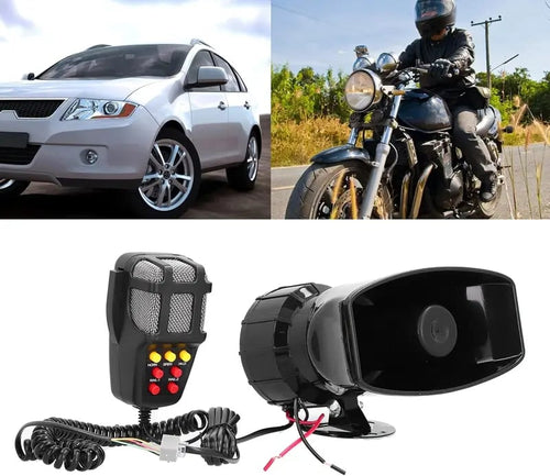 12V Power Car Exterior Sound Speaker Kit with Mic, 7-Tone Horn, Car Alarm, Loud Sound, ABS Plastic Universal Vehicle Horn Accessory, Accessories For Car, Auto Accessories