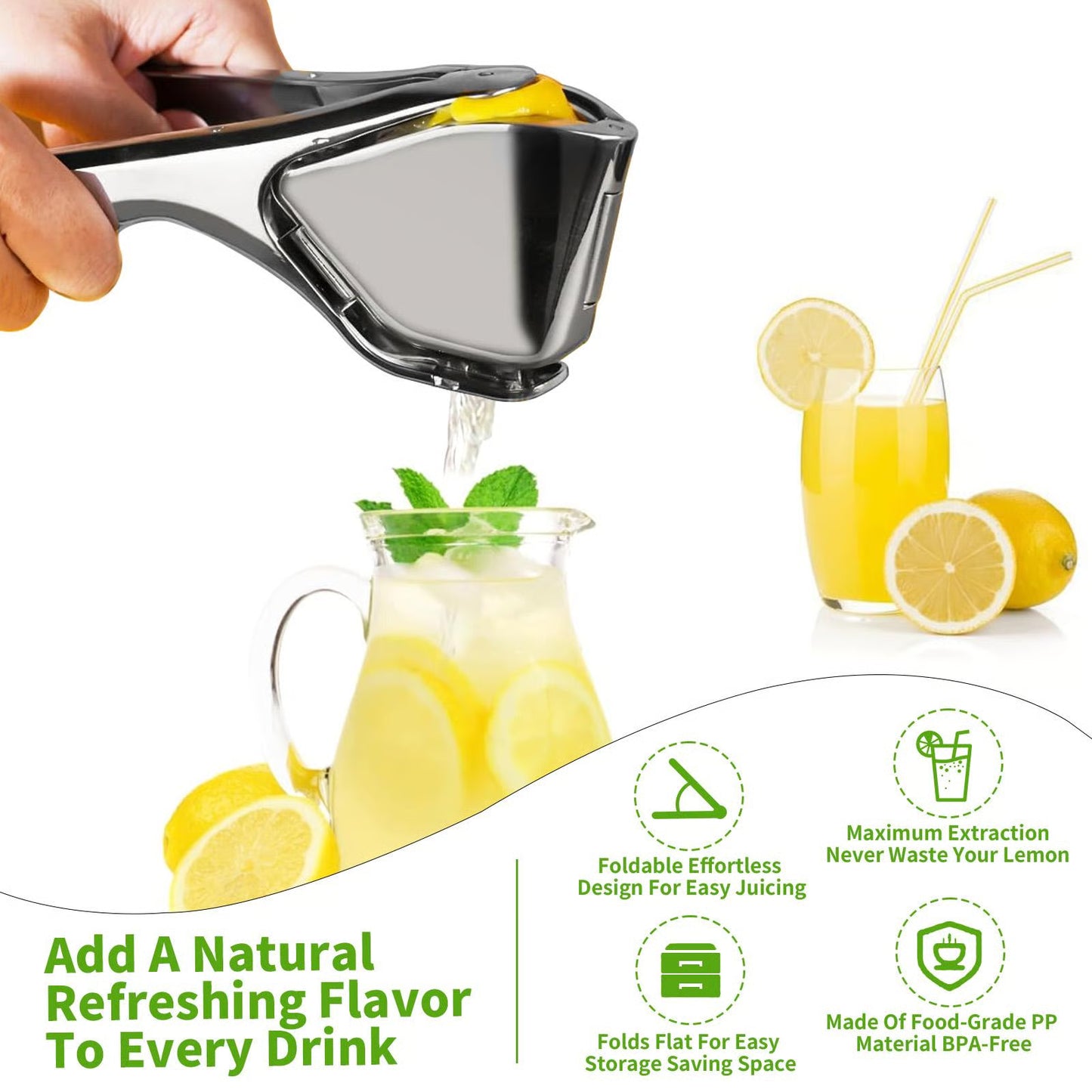Zinc Alloy Stainless Steel Citrus Squeezer 🍋🍊 Holds A Whole Lemon Or Orange—No More Slicing, Flipping, Or Mess ✨