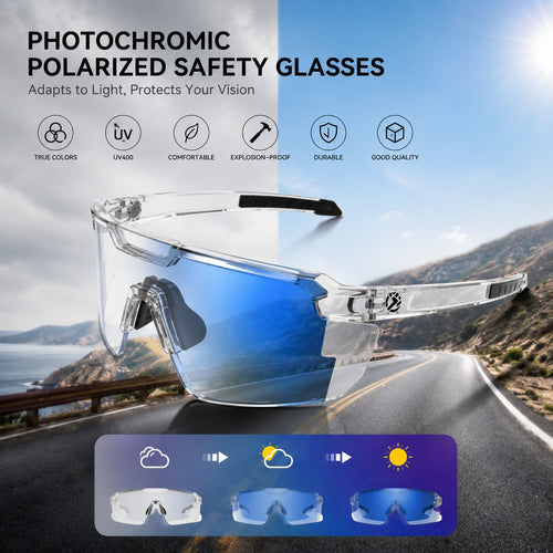 ☀️UV400 Photochromic Polarized Safety Glasses – 🥇Impact Resistant Outdoor Sports & Work Eyewear