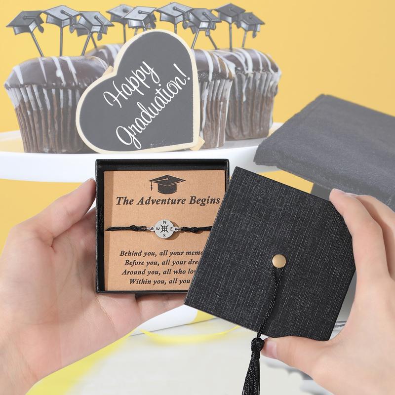 🔥Meaningful Compass Bracelet for Grads 2026 – Keepsake Gift with Cap Box & Inspirational Card