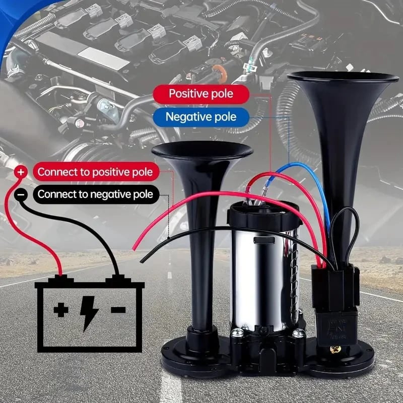 🚗🔧2026 Upgraded 12V Dual Air Horn Kit – 130DB Super Loud Dual Horn with Compressor for Cars, Trucks, SUVs, Boats & More