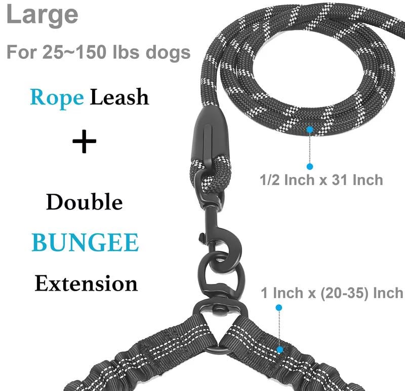 🐕Heavy Duty Dog Leash with Shock Absorbing Bungee