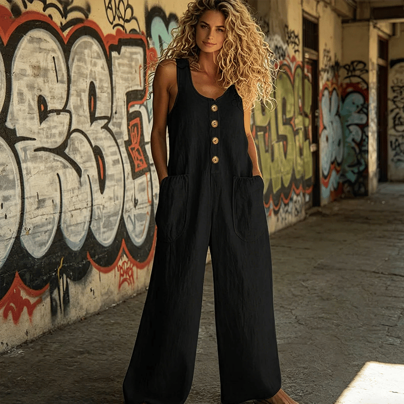 💥New Arrivals & Special Offers-Women's Sleeveless Wide-Leg Jumpsuit with Pockets