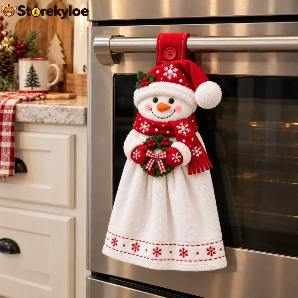 🎄 Christmas Hanging Hand Towel | Button-On Loop Keeps It Within Reach