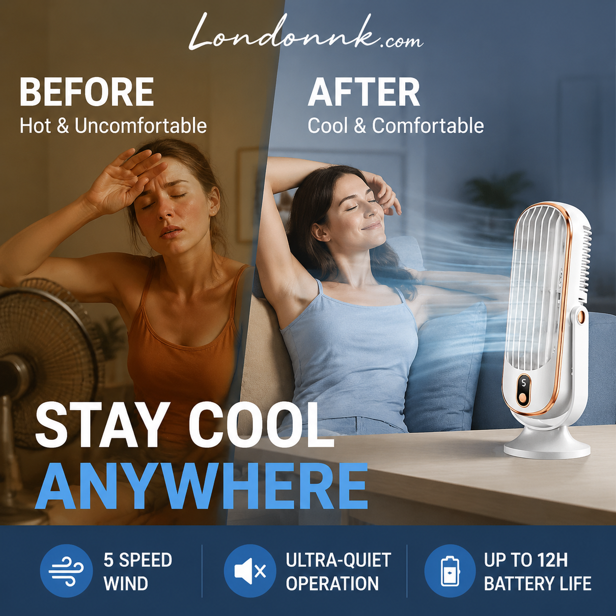 🥳2026 HOT SALE🥳💞50K+ SOLD!💨🌙 49% OFF! Portable Table Fan – 5 speeds, ultra‑quiet, gentle breeze. Perfect for bedroom or office. Stay cool without noise! 😴✨