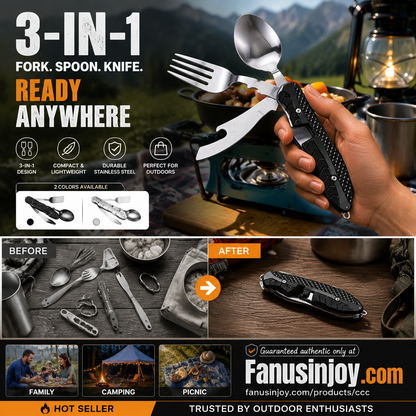 🎉🎉Surprise 49% off！🏕️Must-have for outdoor trips 🍴🥄4-In-1 Outdoor Folding Multifunctional Tableware