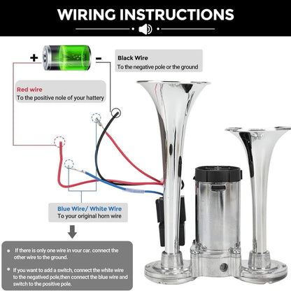 🚗🔧2026 Upgraded 12V Dual Air Horn Kit – 130DB Super Loud Dual Horn with Compressor for Cars, Trucks, SUVs, Boats & More