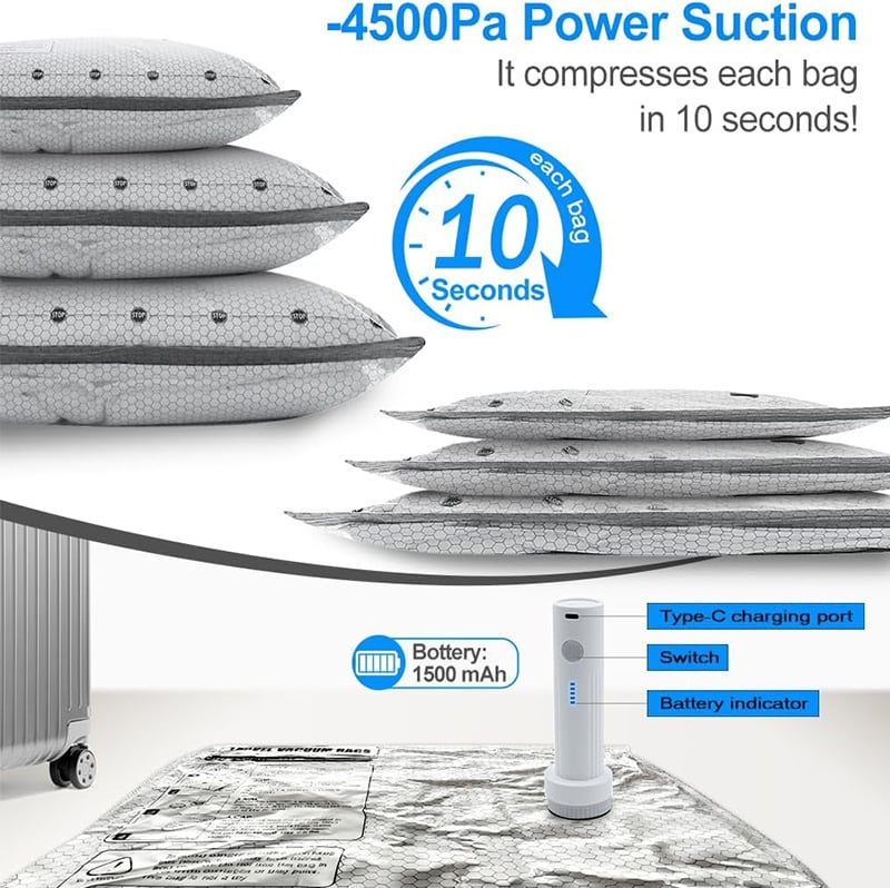 🔥Cordless Travel Vacuum Storage Compression Bag Set