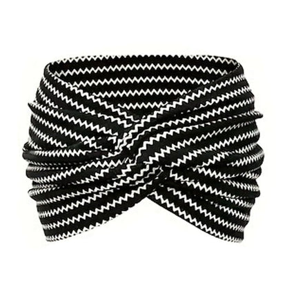 Bohemian-style hairband with a paisley print, wide elasticated hairband