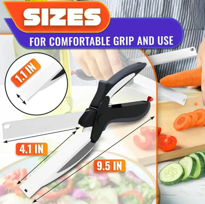 2-in-1 Kitchen Scissors with Cutting Board, Stainless Steel Food Shears
