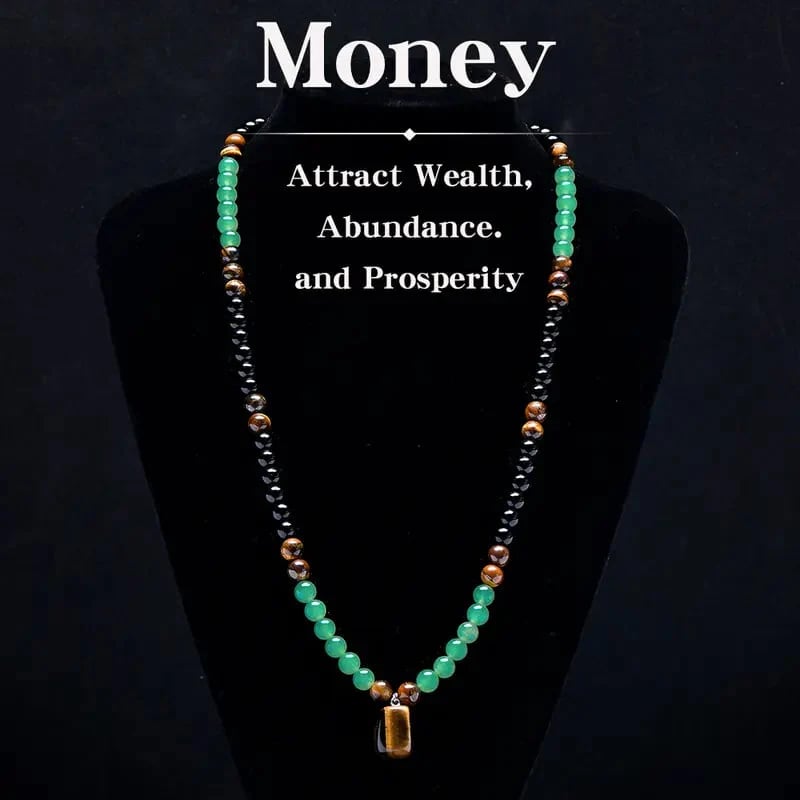 Prosperity Crystal Necklace with Tiger Eye Pendant