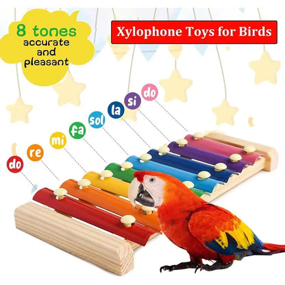 Natural Wood Xylophone & Chew Toy for Parrots 🦜🎶