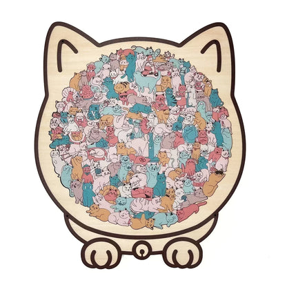 🎁Christmas Sale 49% OFF🎅135-Piece Morandi-Colored Cat Shaped Wooden Jigsaw Puzzle