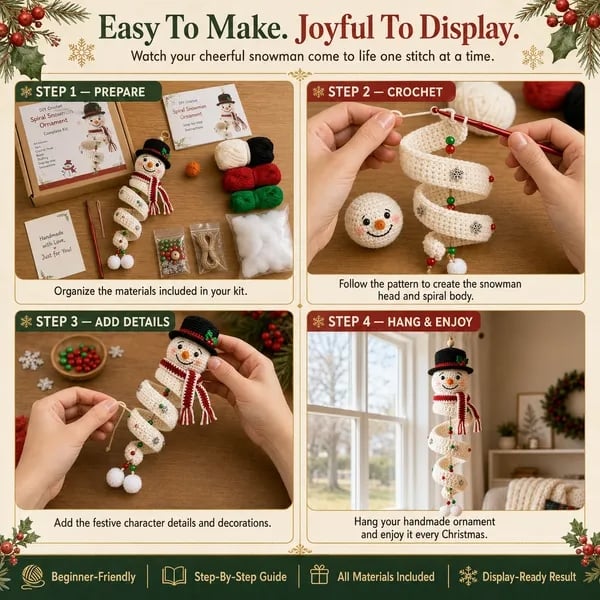 ☃️Last day 50% OFF - DIY spiral crochet snowman set
