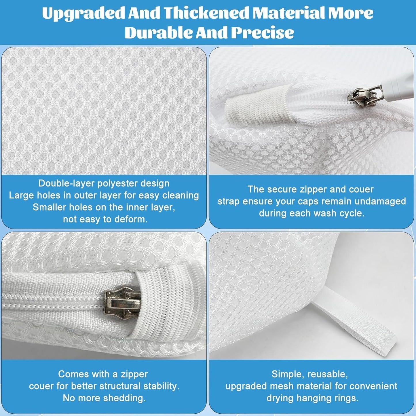 PP Hat Washer Cage with Adjustable Shaper(Free Gift-White Zipper Mesh Bag)