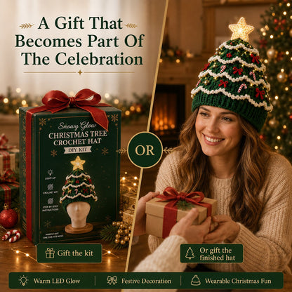 🎄Complete Light-Up Christmas Tree Crochet Hat DIY Kit