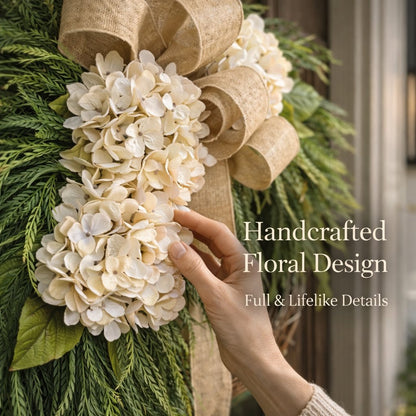 🌸Handcrafted Hydrangea Wreath – The Perfect All-Season Front Door Decor