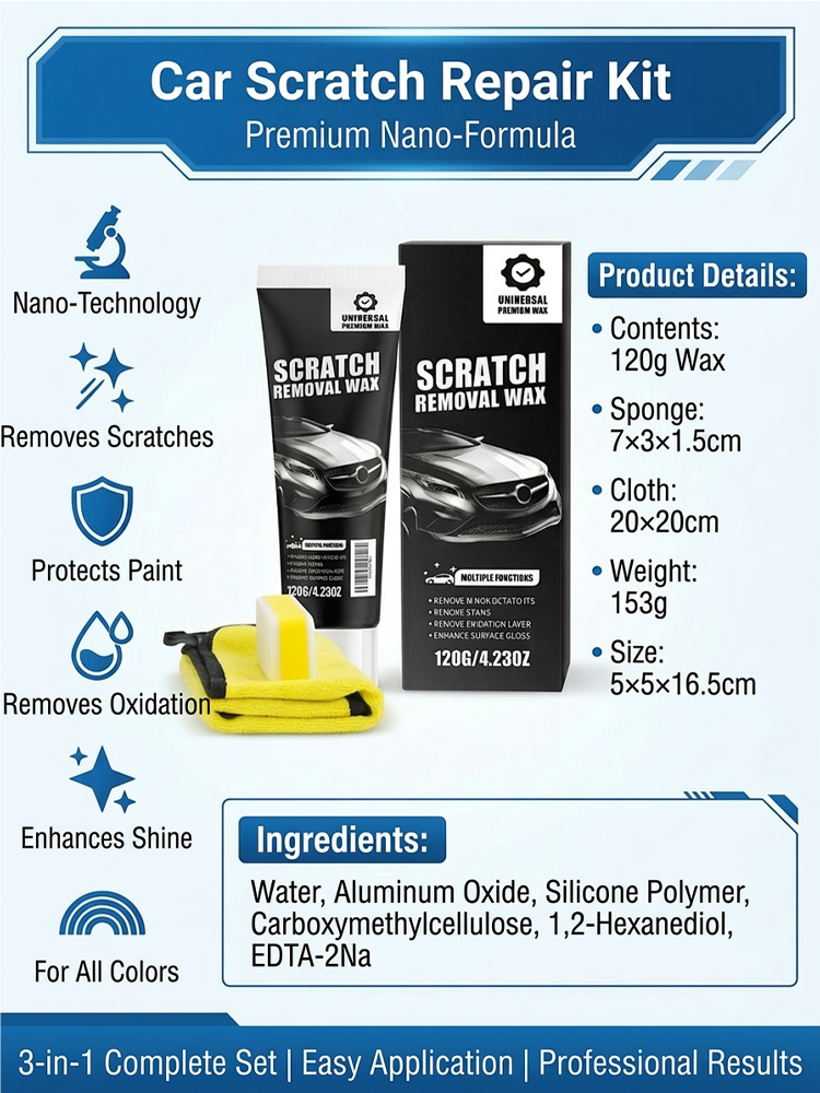 🚗 Buy 2 Get 1 Free! ✨Scratch Eraser: Deep Repair Wax for Car Paint Scratches-Easy Application, Quick Drying & Invisible Finish 🔧