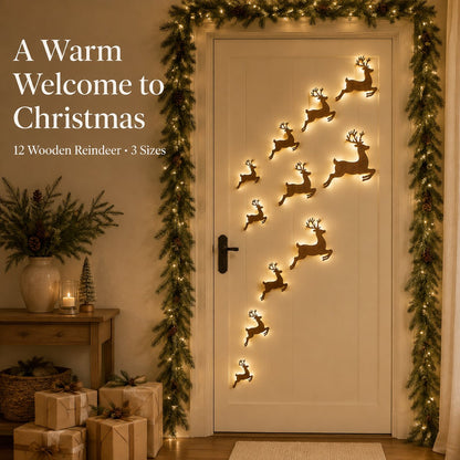 ✨Light-Up Wooden Reindeer | Warm Amber Glow | Zero-Tool Holiday Magic
