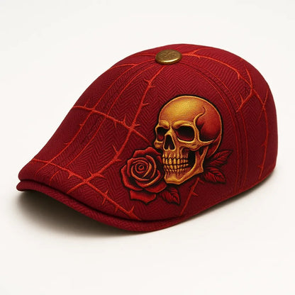 🔥Last Day 50% OFF 💀Handcrafted Skull & Thorn embroidered Flat Cap