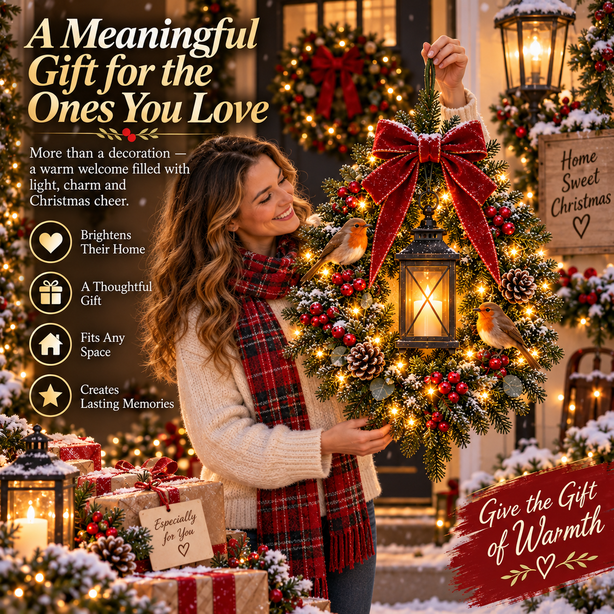 ✨Last Day 49% OFF✨🐦 A Robin Glow™ – Lighted Robin Christmas Wreath