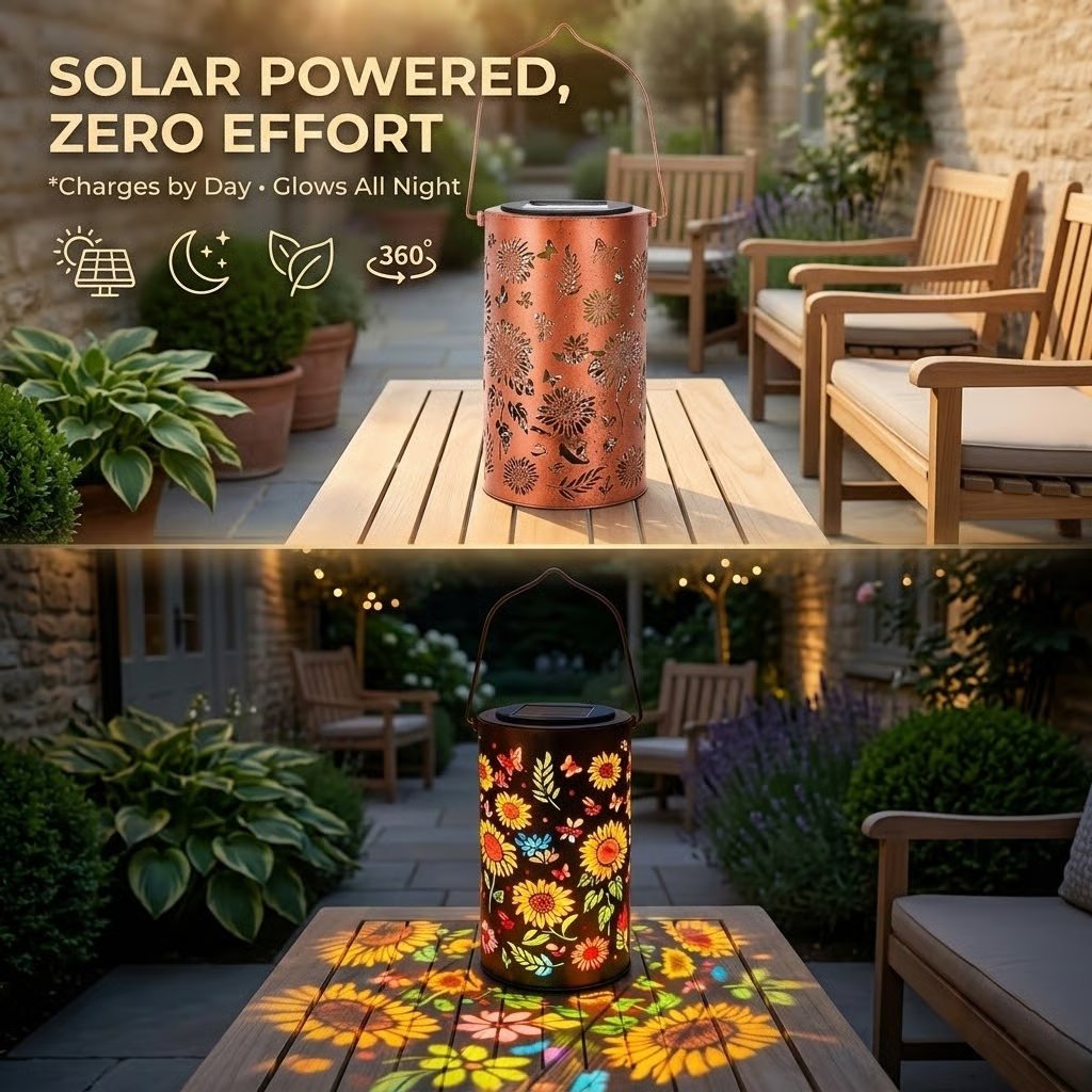 ✨Solar Lanterns with Projection – Sunflower & Butterfly Ground Art Lights