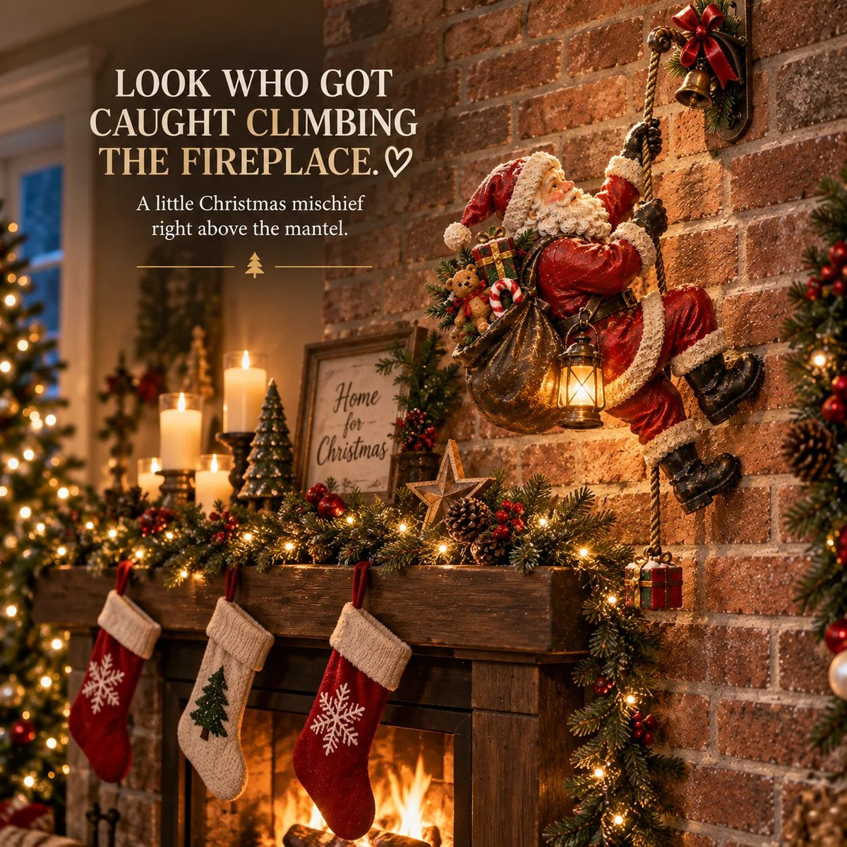 ✨60% OFF🎅Santa's Secret Climb – Lighted Christmas Wall Decoration 🎁