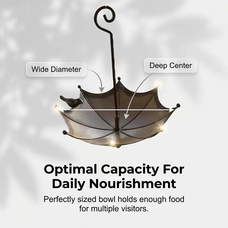 🐦 49% OFF NOW! ✨ Hanging Umbrella Bird Feeder & Bath – Dual-Use, Rust-Resistant, Vintage Style & Perfect for Garden Decor ☂️
