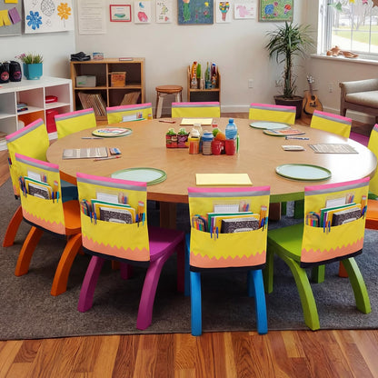 🌈 Classroom Chairback Storage Pockets with Name Slots✏️📚