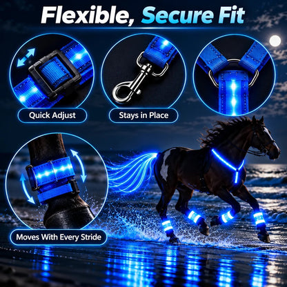 🐎Horse LED Night Glow Protection Gear 6-Piece Full Set