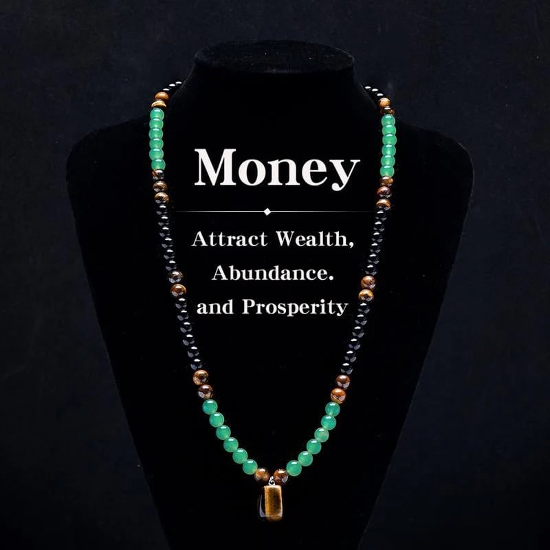 Prosperity Crystal Necklace with Tiger Eye Pendant