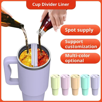 2-in-1 Drink Separator Silicone Liner for Stanley Cup 40 oz, Inner Cup Section Tray for Stanley Cup Dual-Sided Drink, Reusable Cup Divider for Coffee, Juice, Cocktails, Whiskey