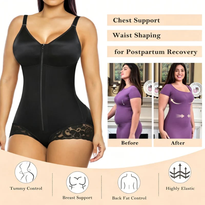 Women's Zip-Up Shapewear Bodysuit – Instant 360° Tummy Control & Lift 🩱