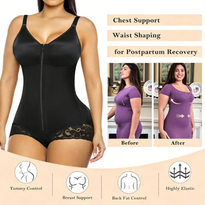 Women's Zip-Up Shapewear Bodysuit – Instant 360° Tummy Control & Lift 🩱