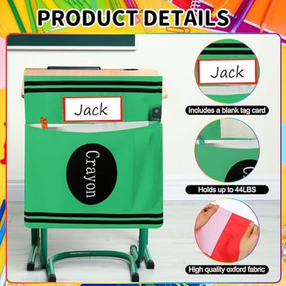 🌈 Classroom Chairback Storage Pockets with Name Slots✏️📚