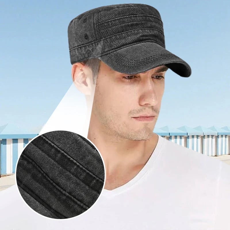 🧢Flat-Top Duckbill Cap – Fashionable, Breathable, Distressed