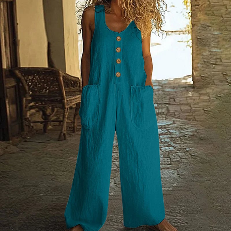 💥New Arrivals & Special Offers-Women's Sleeveless Wide-Leg Jumpsuit with Pockets